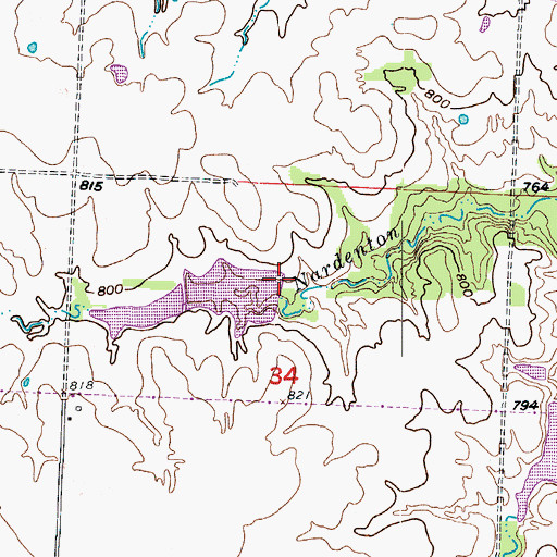 Topographic Map of Dody Lake Dam, MO