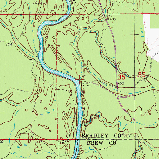 Topographic Map of Big Slough, AR