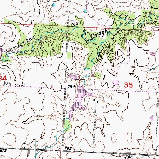 Topographic Map of Wall Lake Dam, MO