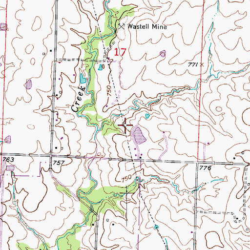 Topographic Map of Stotts Lake Dam, MO
