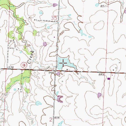 Topographic Map of Martens Lake Dam, MO
