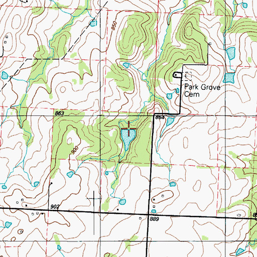 Topographic Map of Haverland Lake Dam, MO