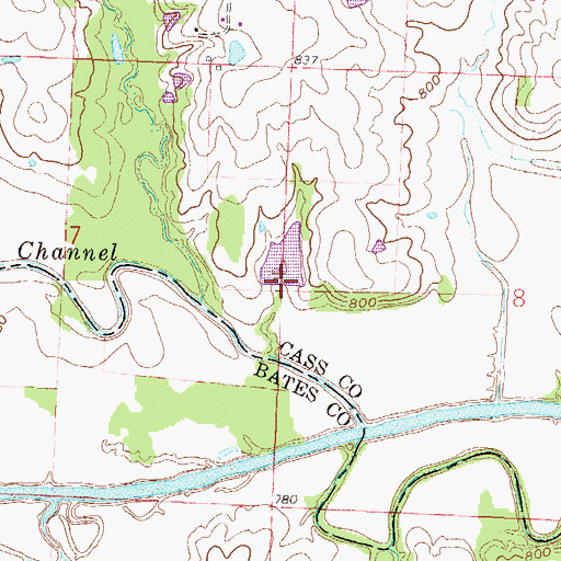 Topographic Map of Grinter Lake Dam, MO