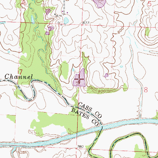 Topographic Map of Grinter Lake, MO