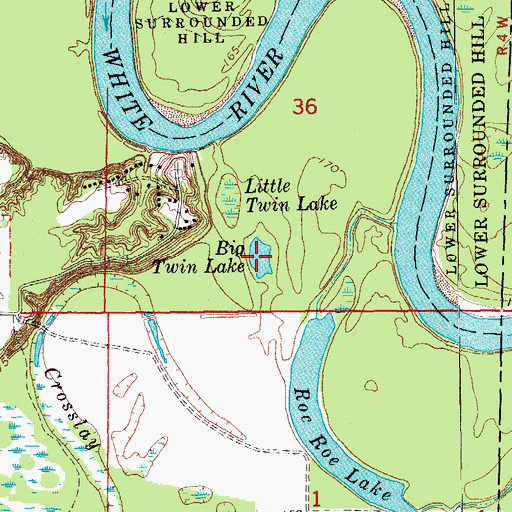 Topographic Map of Big Twin Lake, AR