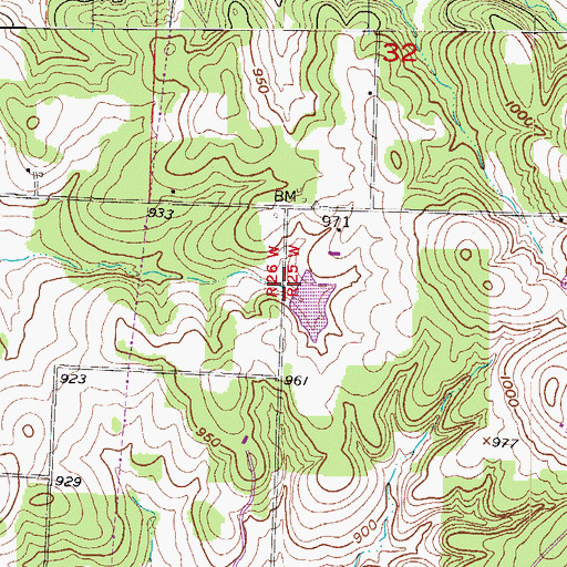 Topographic Map of Truitt Lake Dam, MO