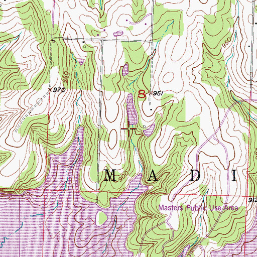 Topographic Map of Baird Lake Dam, MO