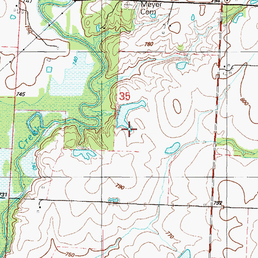 Topographic Map of Roberts Lake, MO