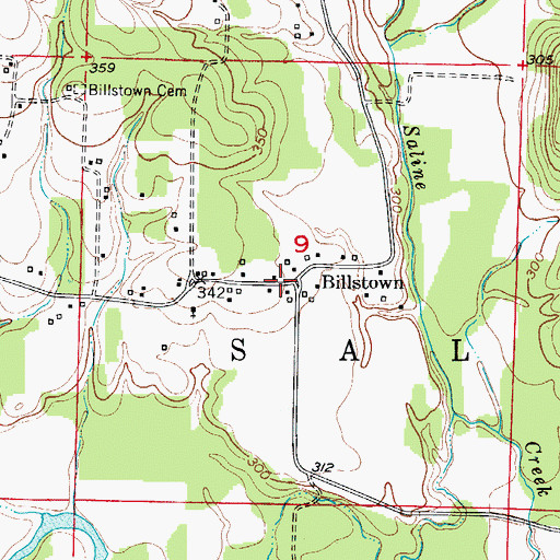 Topographic Map of Billstown, AR