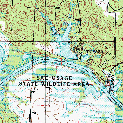 Topographic Map of Upps Resort Lake Dam, MO