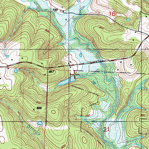Topographic Map of Mills Lake Dam, MO