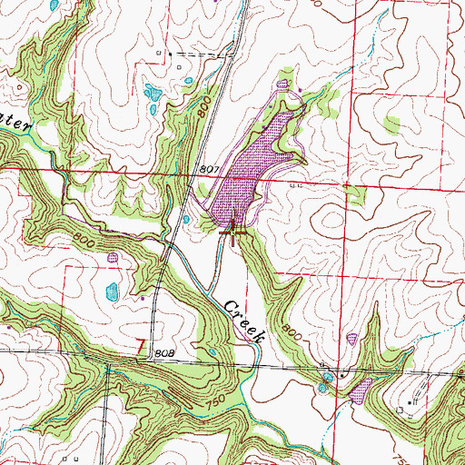 Topographic Map of Gann Lake Dam, MO