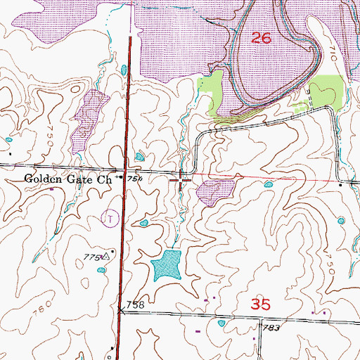 Topographic Map of Clinton South Quad Number 1 Dam, MO
