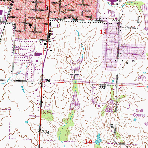 Topographic Map of Skelton Lake Dam, MO