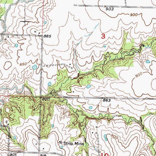 Topographic Map of Williams Lake Dam, MO