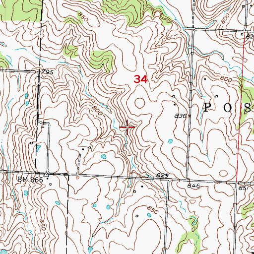 Topographic Map of Easterwood Lake, MO