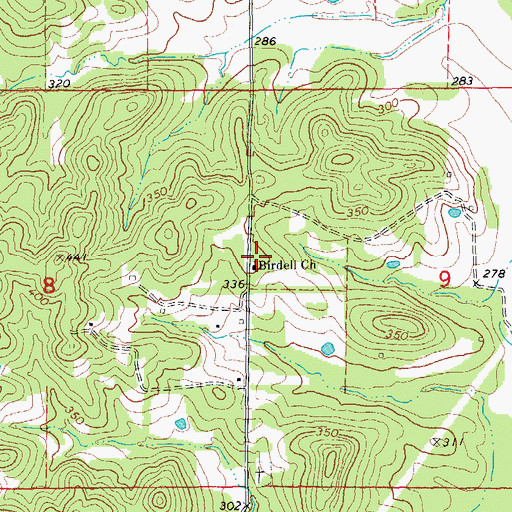 Topographic Map of Birdell Church, AR