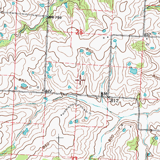 Topographic Map of Downing Lake Dam, MO