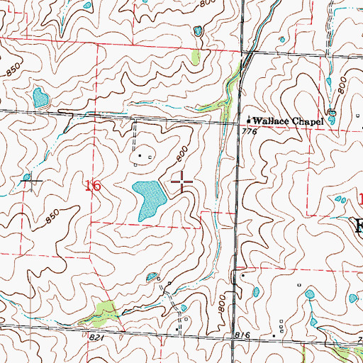 Topographic Map of Wooden Lake Section 16 Dam, MO
