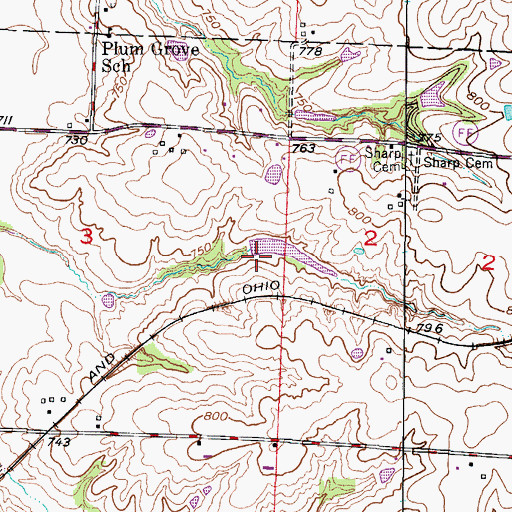 Topographic Map of Tabo Creek Watershed Structure A-26 Dam, MO