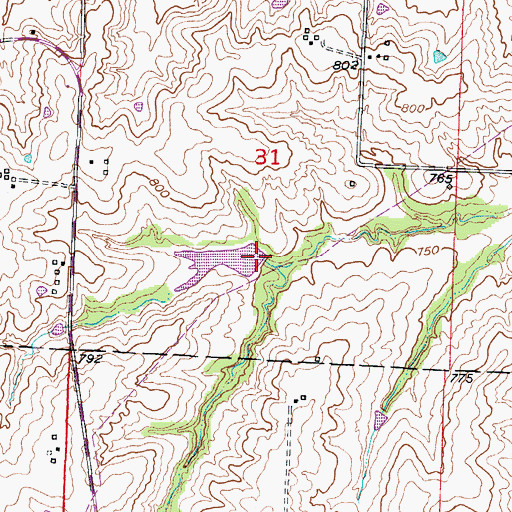 Topographic Map of Tabo Creek Watershed Structure B-32 Dam, MO