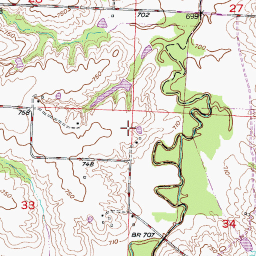 Topographic Map of Wegener Dam, MO