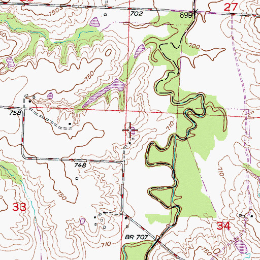 Topographic Map of Stewart Lake, MO