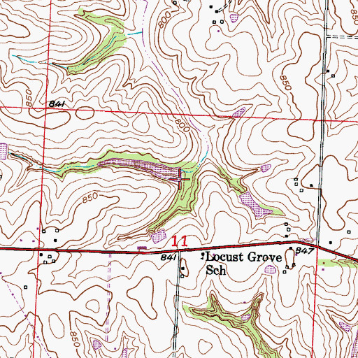Topographic Map of Carter Lake Section 11 Dam, MO