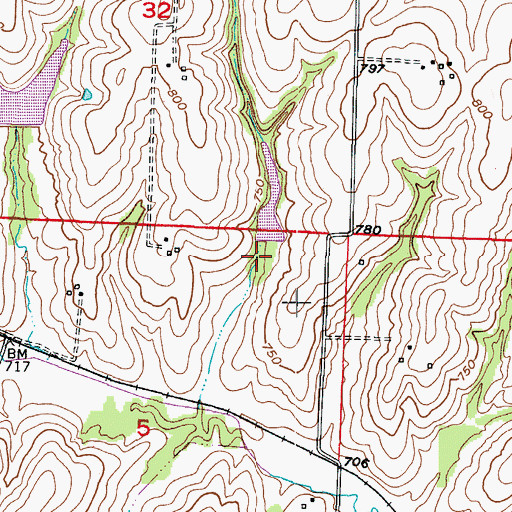 Topographic Map of Tabo Creek Watershed Structure D-30 Dam, MO