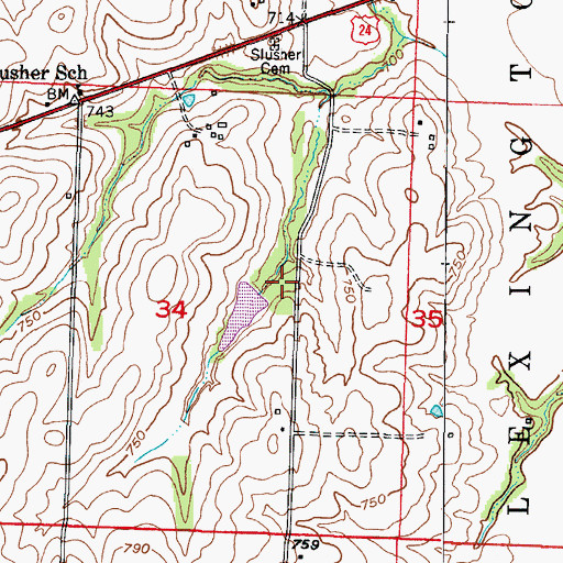 Topographic Map of Tabo Creek Watershed Structure A-22 Dam, MO