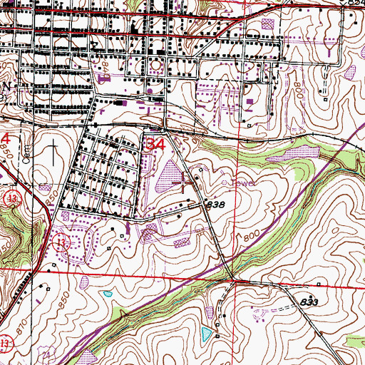 Topographic Map of Crystal Lakes Dam, MO