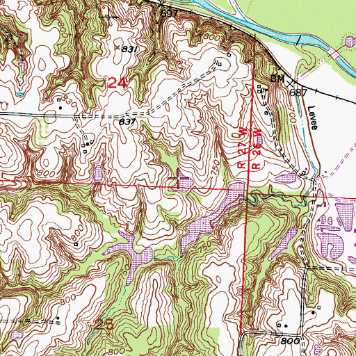 Topographic Map of Carter Lake Section 25 Upper Dam, MO