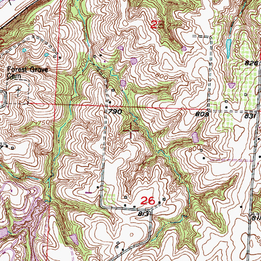 Topographic Map of Starke Lake Dam, MO
