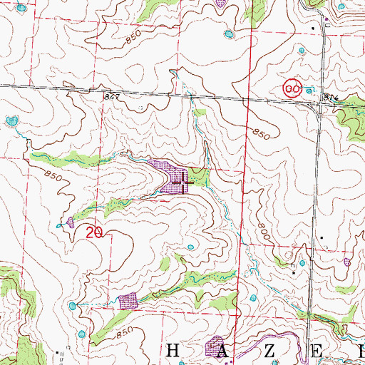 Topographic Map of Maxson Lake Dam, MO