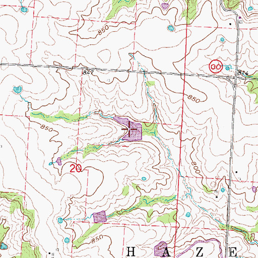Topographic Map of Maxson Lake, MO