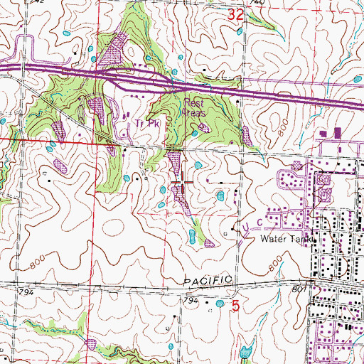 Topographic Map of Heimsoth Lake Dam, MO