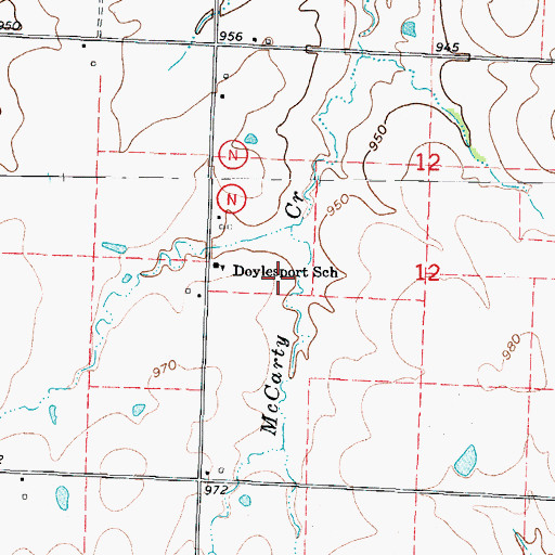 Topographic Map of Wood Lake Dam, MO