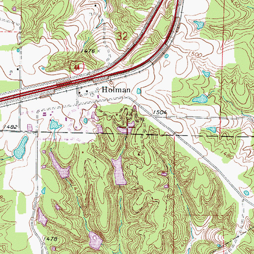 Topographic Map of Circle Lake Dam, MO