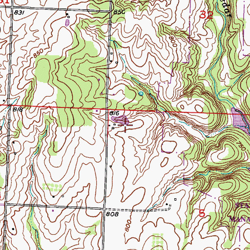 Topographic Map of Plumlee Lake Dam, MO