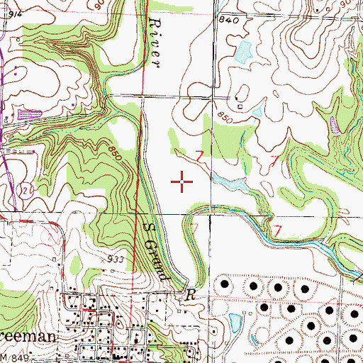 Topographic Map of Freeman Water Supply Lake Dam, MO