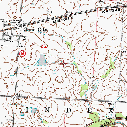 Topographic Map of Schrock Lake Dam, MO