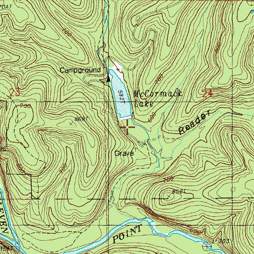 Topographic Map of McCormack Lake Dam, MO