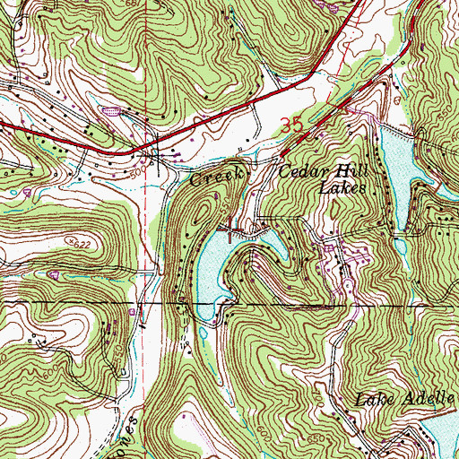 Topographic Map of Cedar Hill Lake Number 2 Dam, MO
