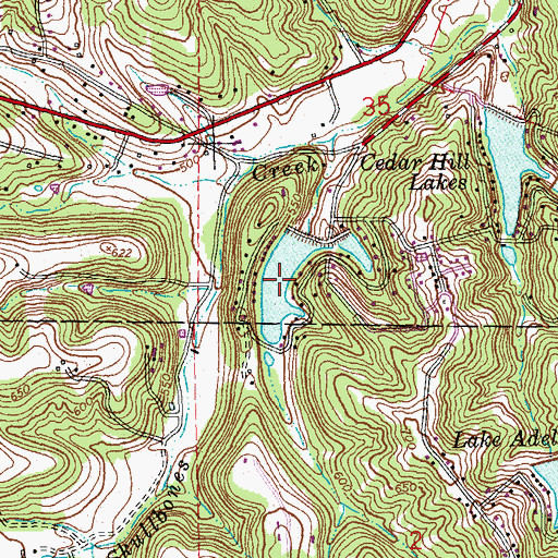 Topographic Map of Cedar Hill Lake Number 2, MO