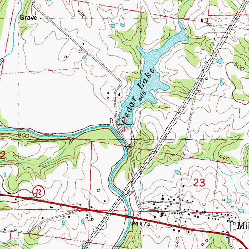Topographic Map of Cedar Lake Dam, MO