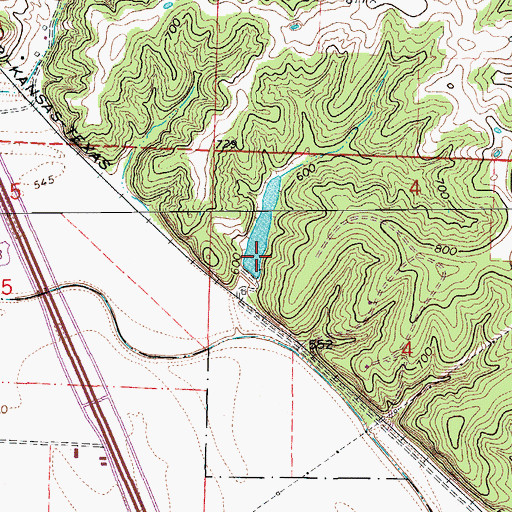 Topographic Map of Gurwit and Lewis Lake Dam, MO