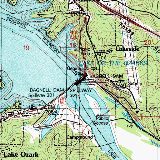 Topographic Map of Osage Dam, MO
