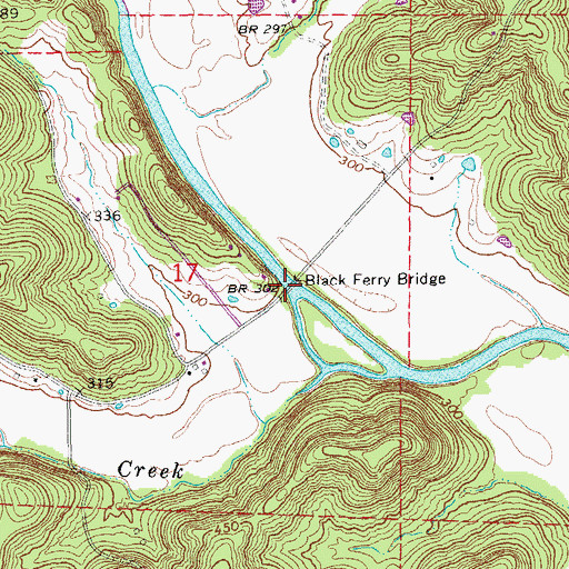 Topographic Map of Black Ferry Bridge, AR