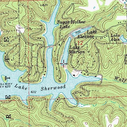 Topographic Map of Marian Lake Dam, MO