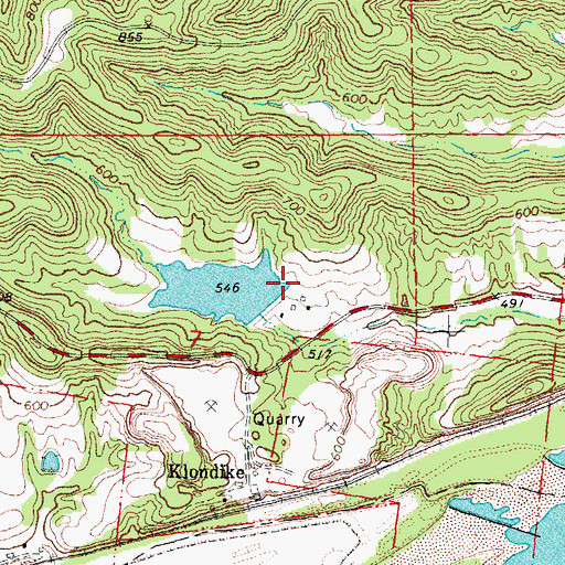 Topographic Map of Klondike Lake Dam, MO
